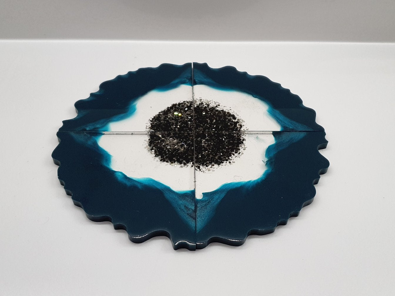 Deep Blue & Turquoise Geode Coasters - Set of 4