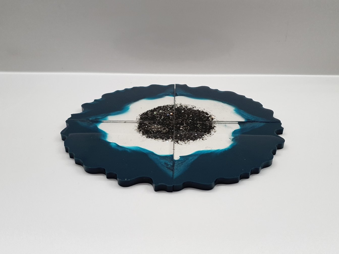 Deep Blue & Turquoise Geode Coasters - Set of 4