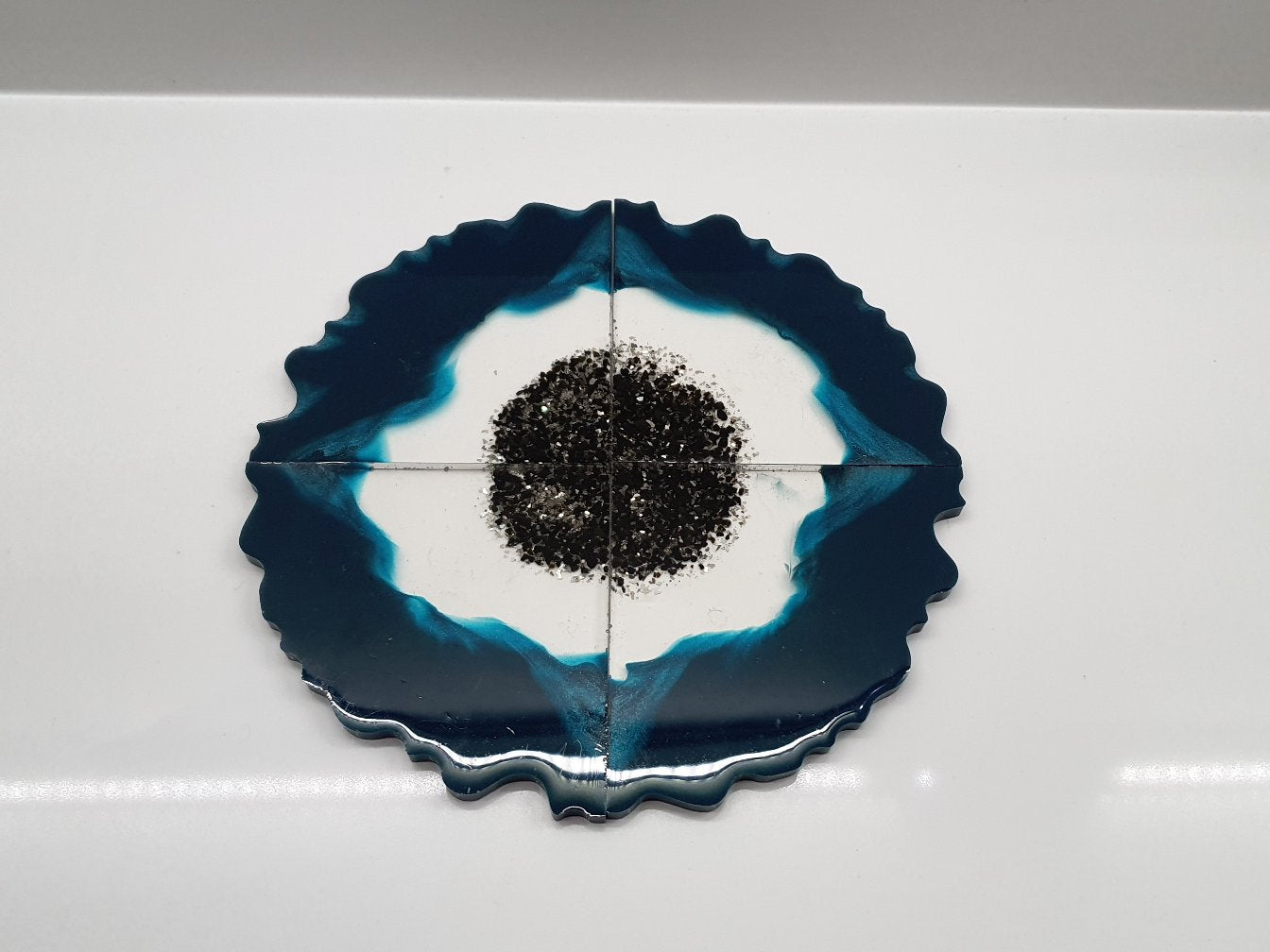 Deep Blue & Turquoise Geode Coasters - Set of 4