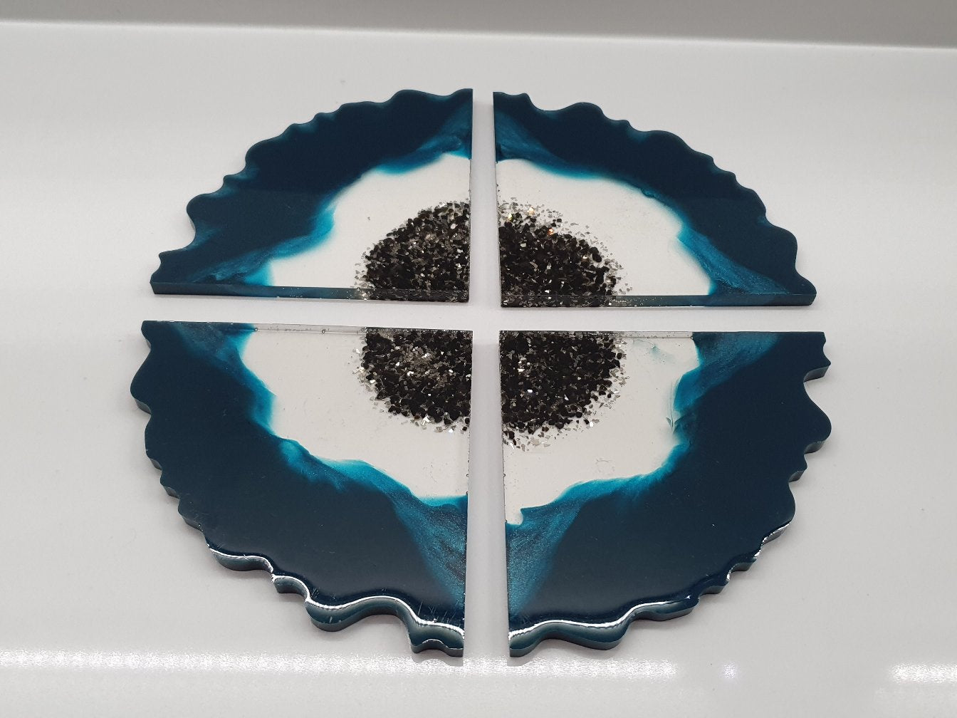 Deep Blue & Turquoise Geode Coasters - Set of 4