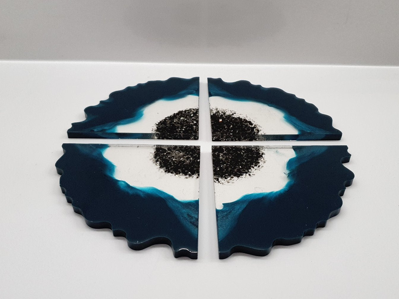 Deep Blue & Turquoise Geode Coasters - Set of 4