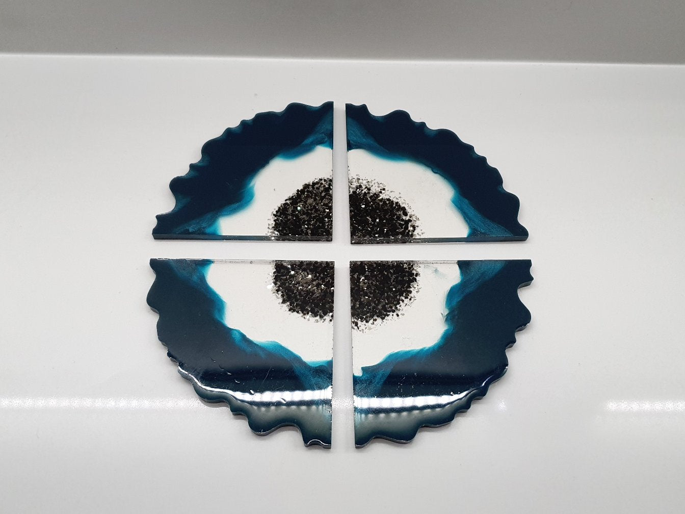 Deep Blue & Turquoise Geode Coasters - Set of 4