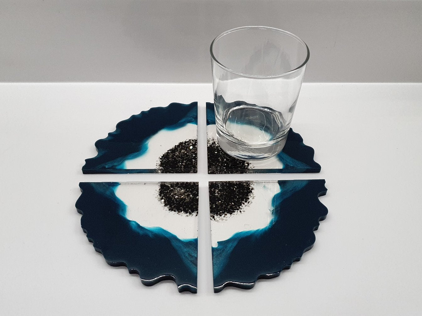 Deep Blue & Turquoise Geode Coasters - Set of 4