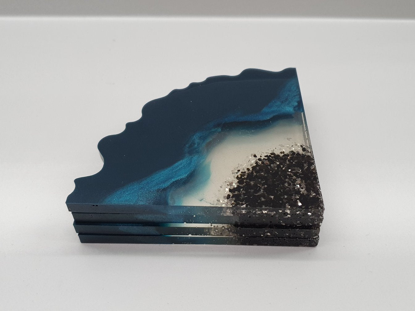 Deep Blue & Turquoise Geode Coasters - Set of 4