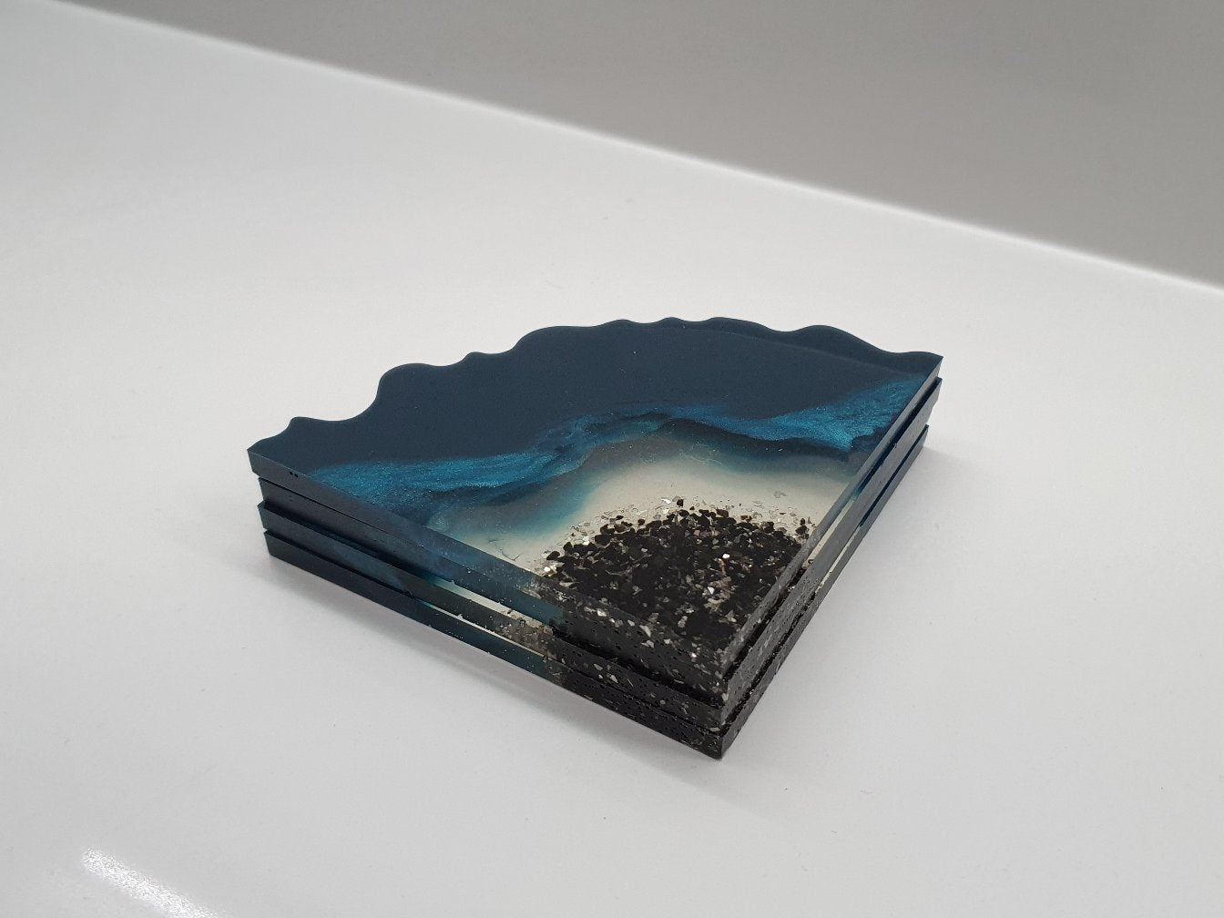 Deep Blue & Turquoise Geode Coasters - Set of 4