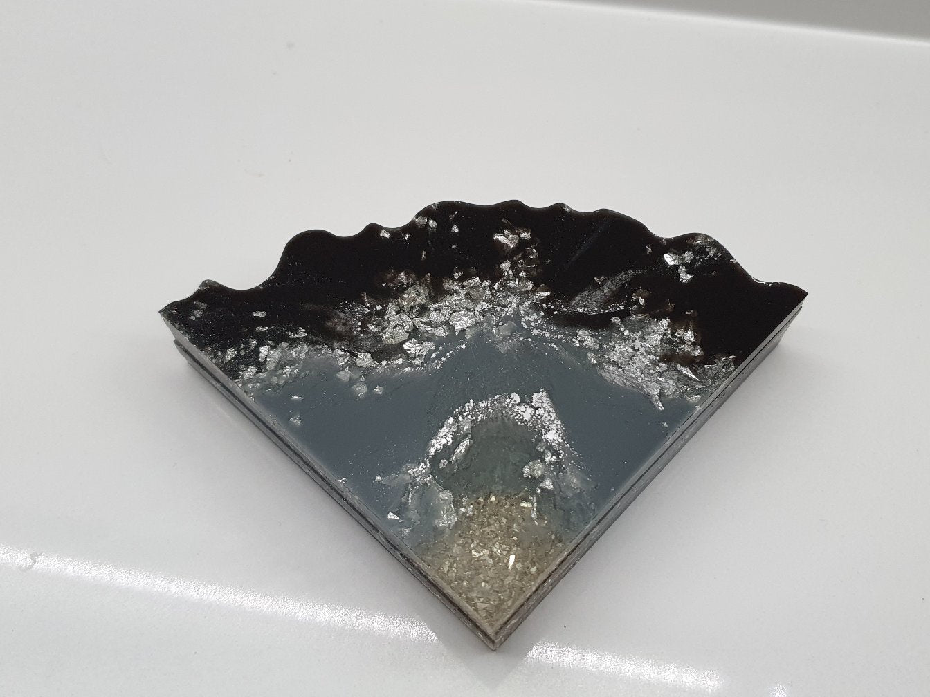 Black, Grey & Silver Geode Coasters - Set of 4