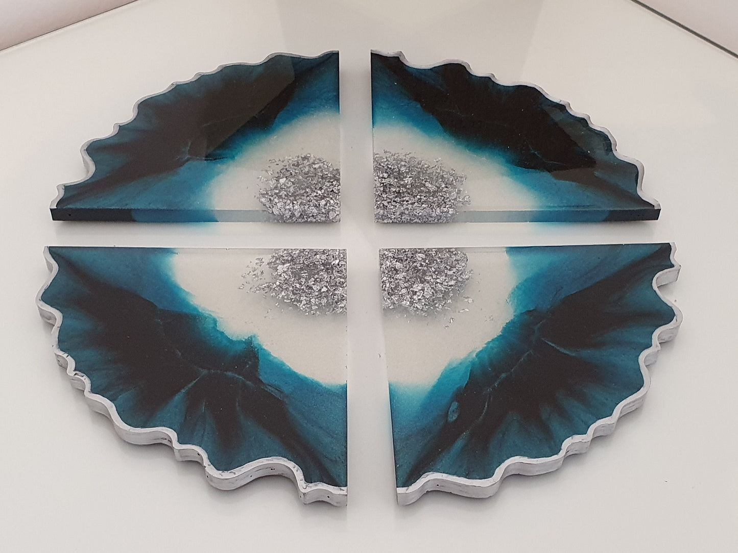 Turquoise and Black Geode Coasters - Set of 4