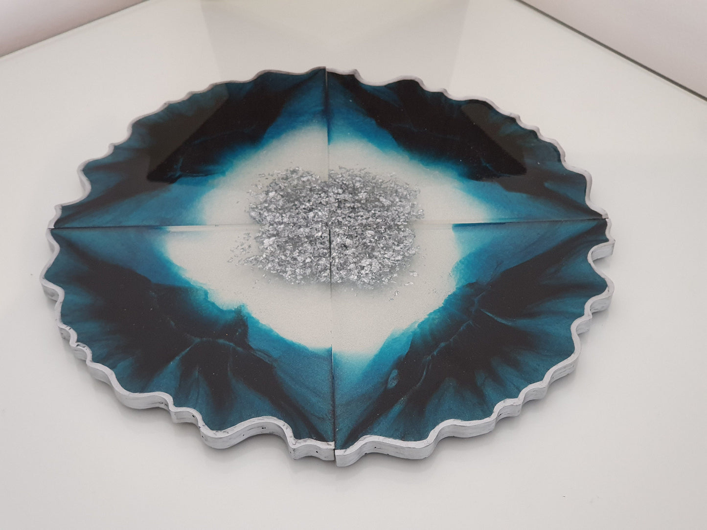 Turquoise and Black Geode Coasters - Set of 4