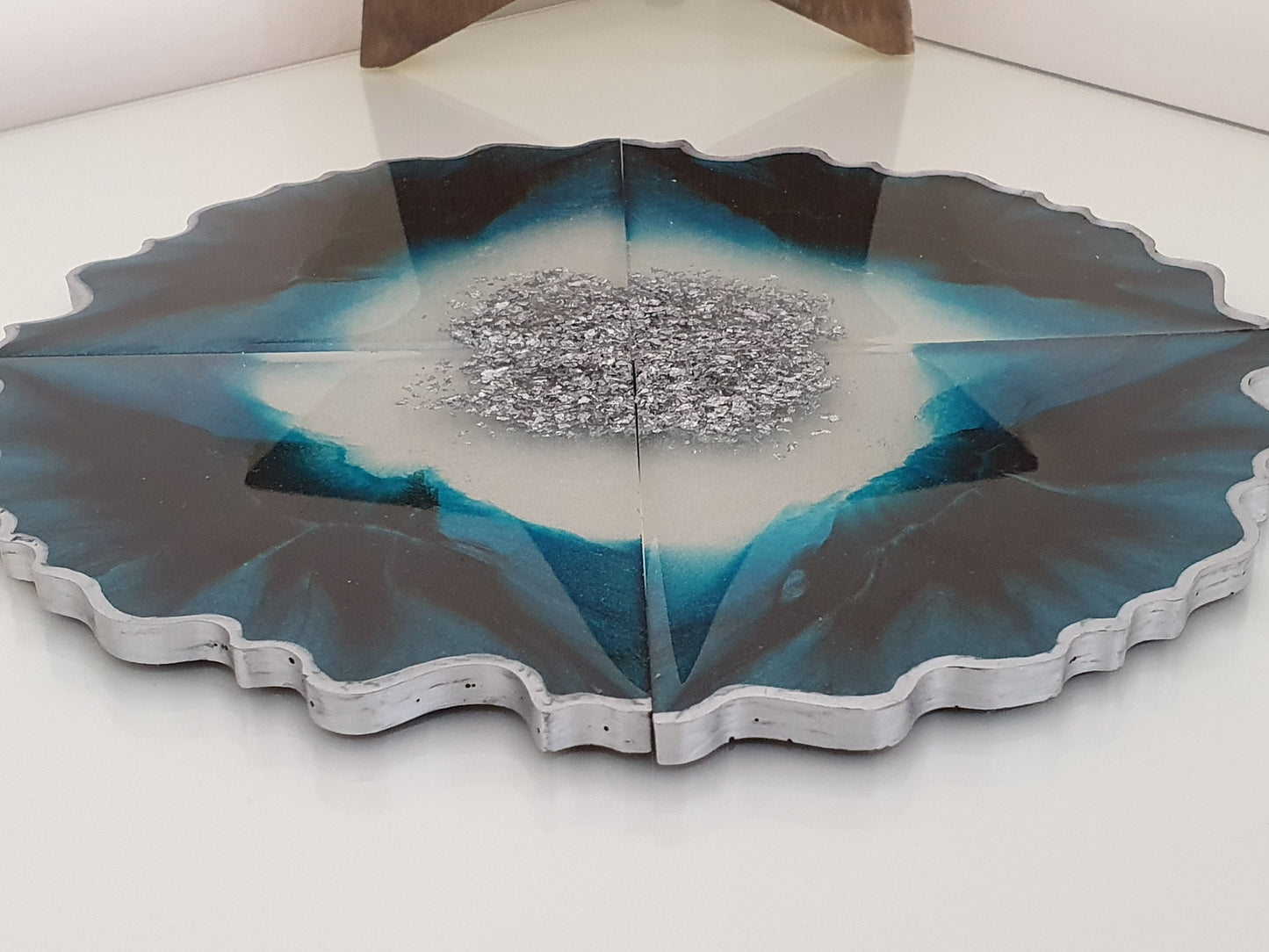 Turquoise and Black Geode Coasters - Set of 4