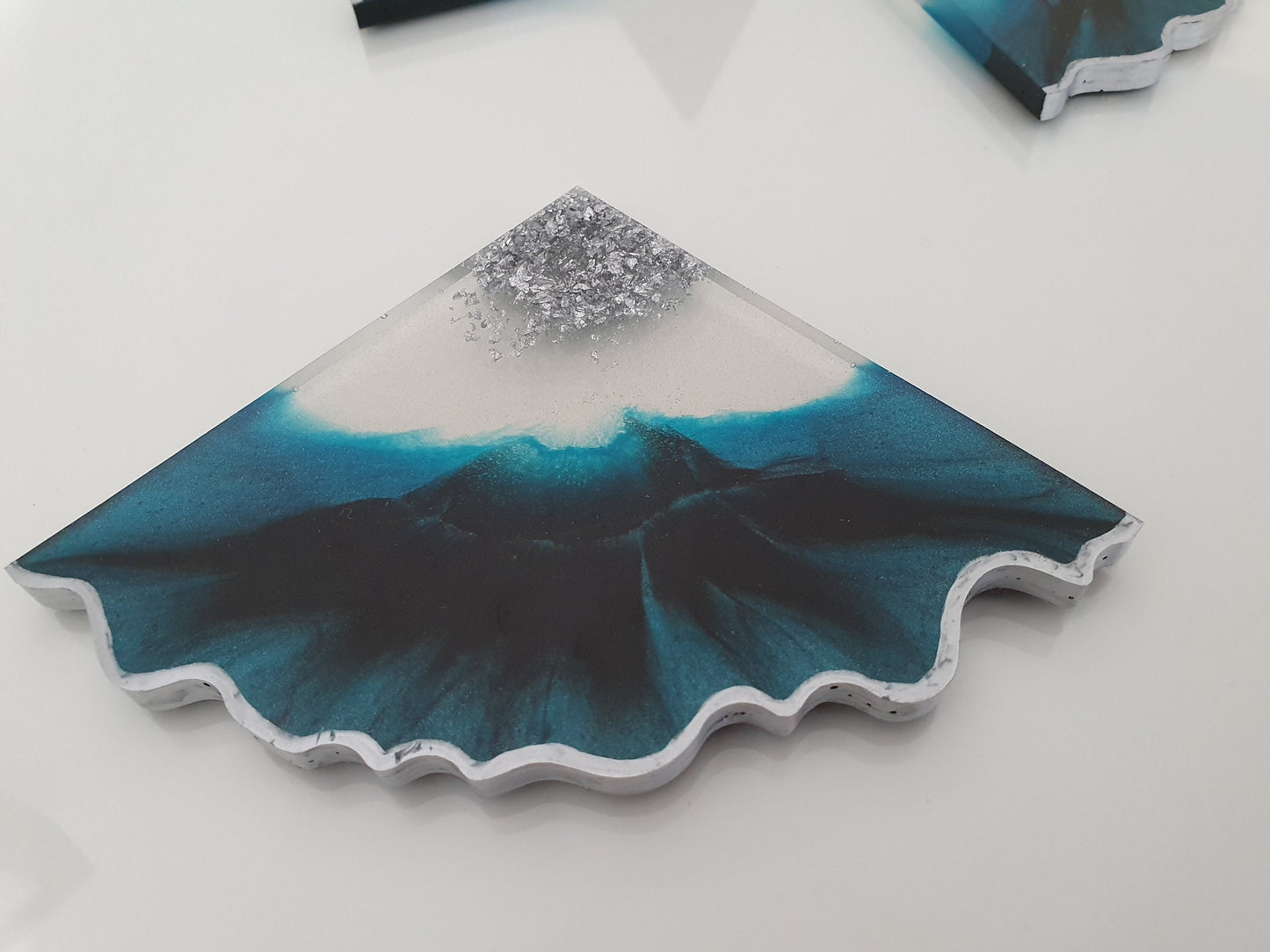 Turquoise and Black Geode Coasters - Set of 4