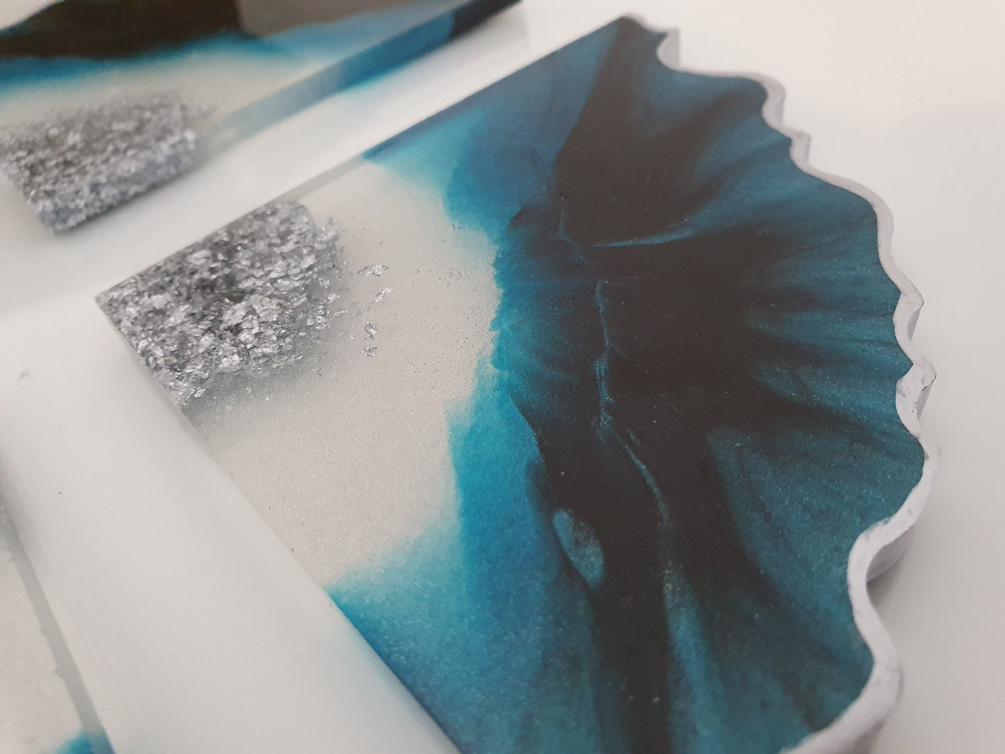 Turquoise and Black Geode Coasters - Set of 4