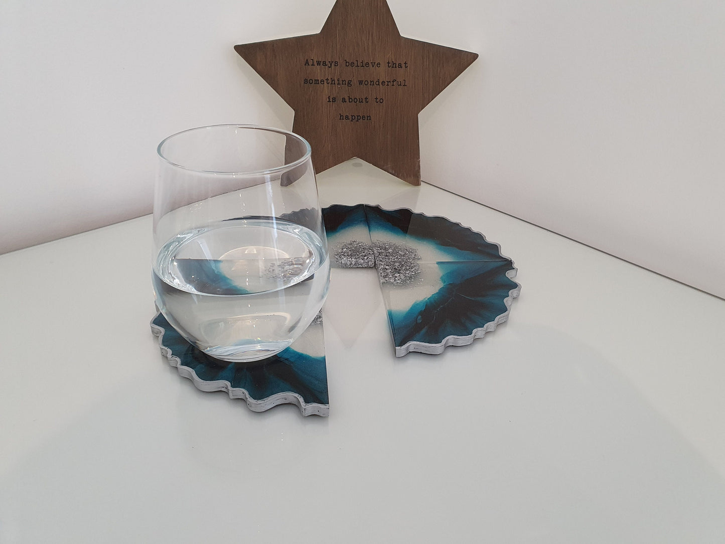 Turquoise and Black Geode Coasters - Set of 4