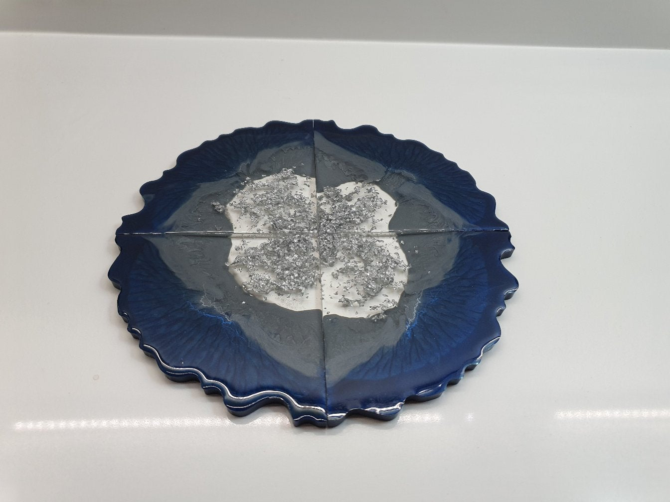 Navy & Grey Geode Coasters - Set of 4