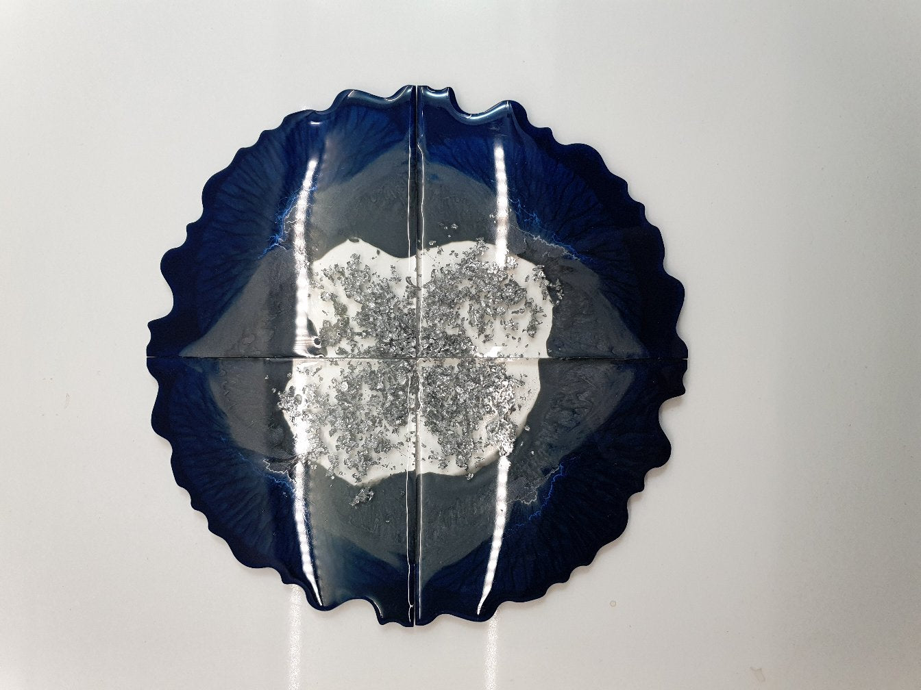 Navy & Grey Geode Coasters - Set of 4