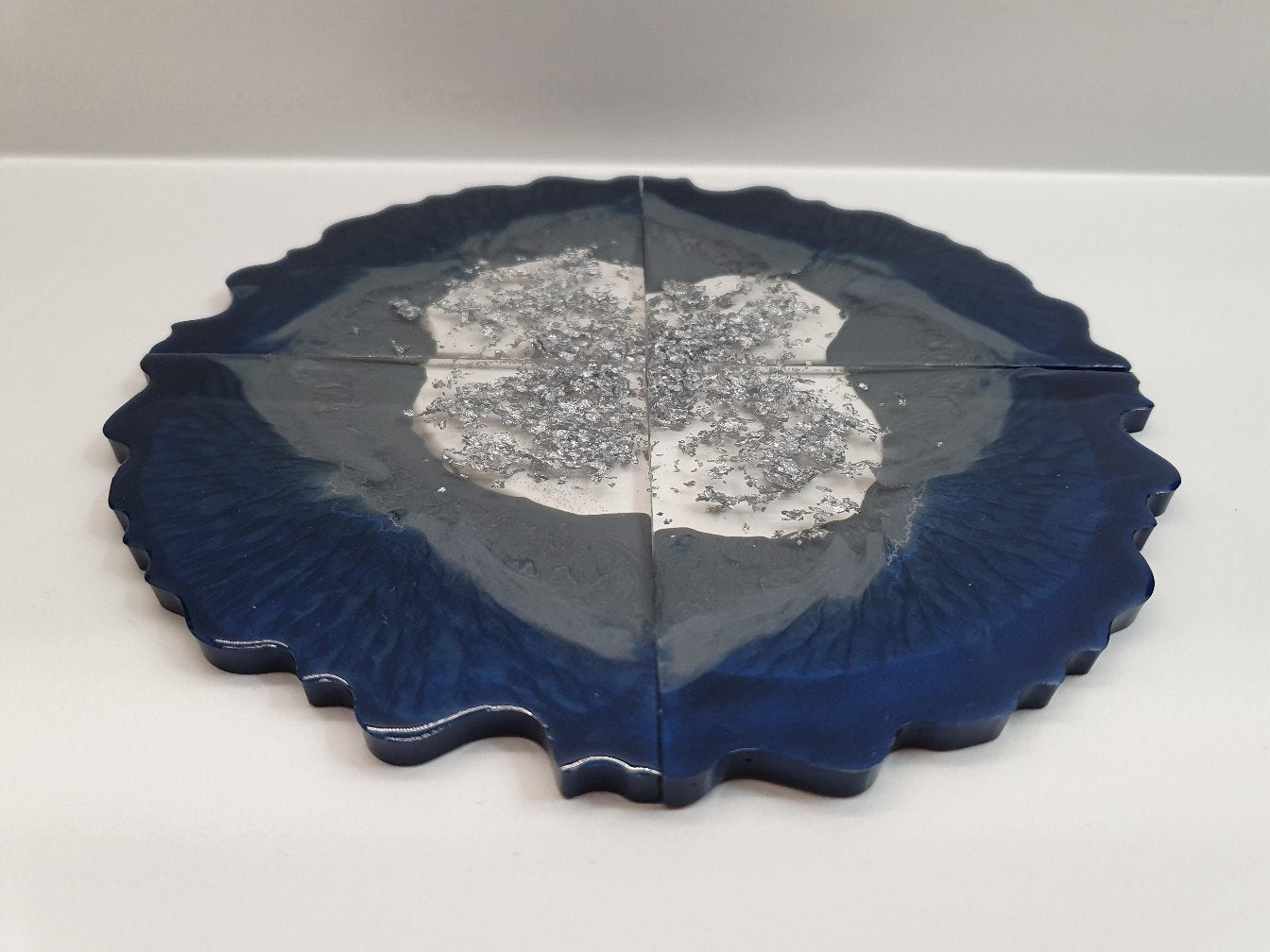 Navy & Grey Geode Coasters - Set of 4