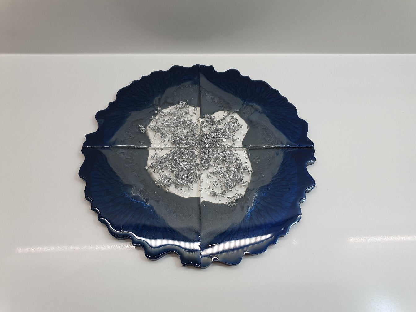 Navy & Grey Geode Coasters - Set of 4