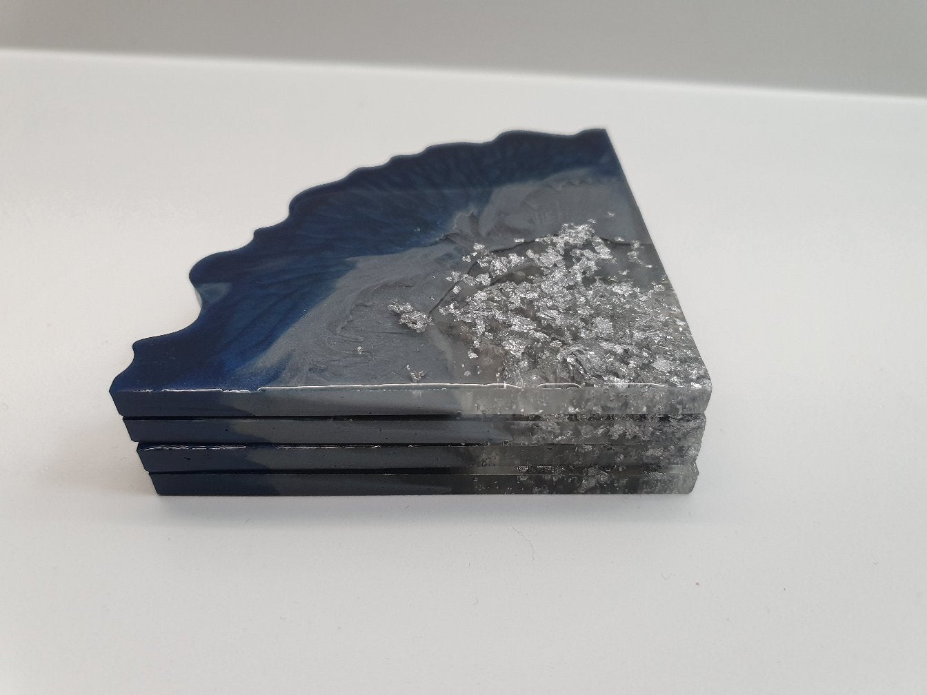 Navy & Grey Geode Coasters - Set of 4