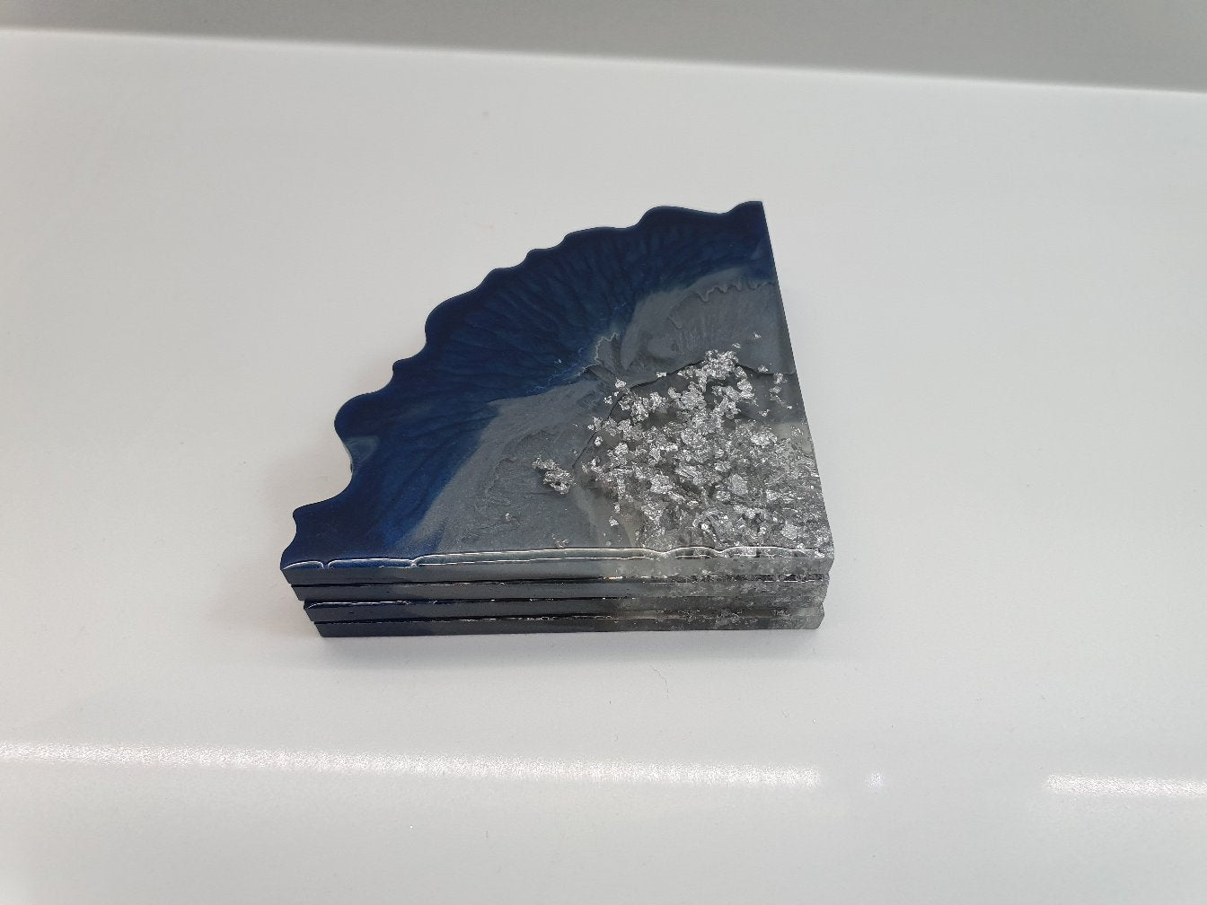 Navy & Grey Geode Coasters - Set of 4