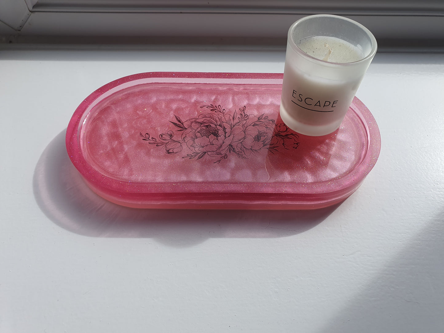 Pink Tattoo Resin Oval Tray