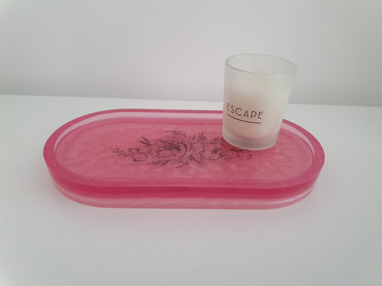 Pink Tattoo Resin Oval Tray