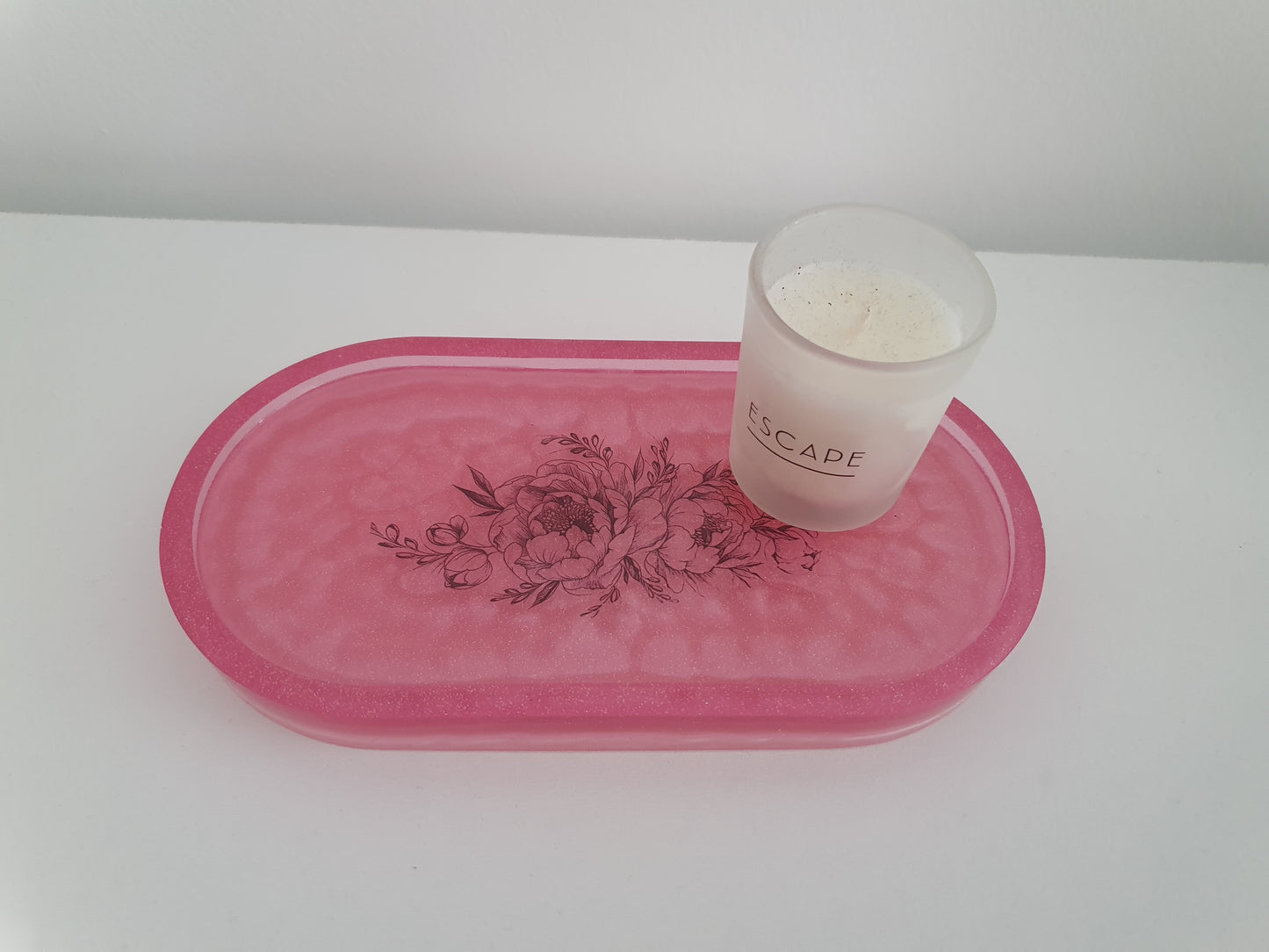 Pink Tattoo Resin Oval Tray