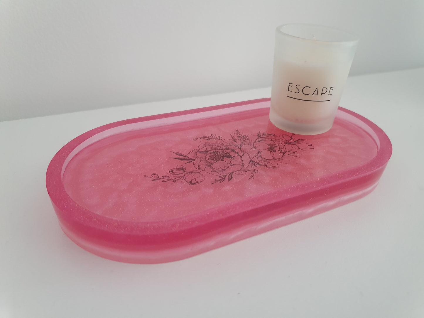Pink Tattoo Resin Oval Tray