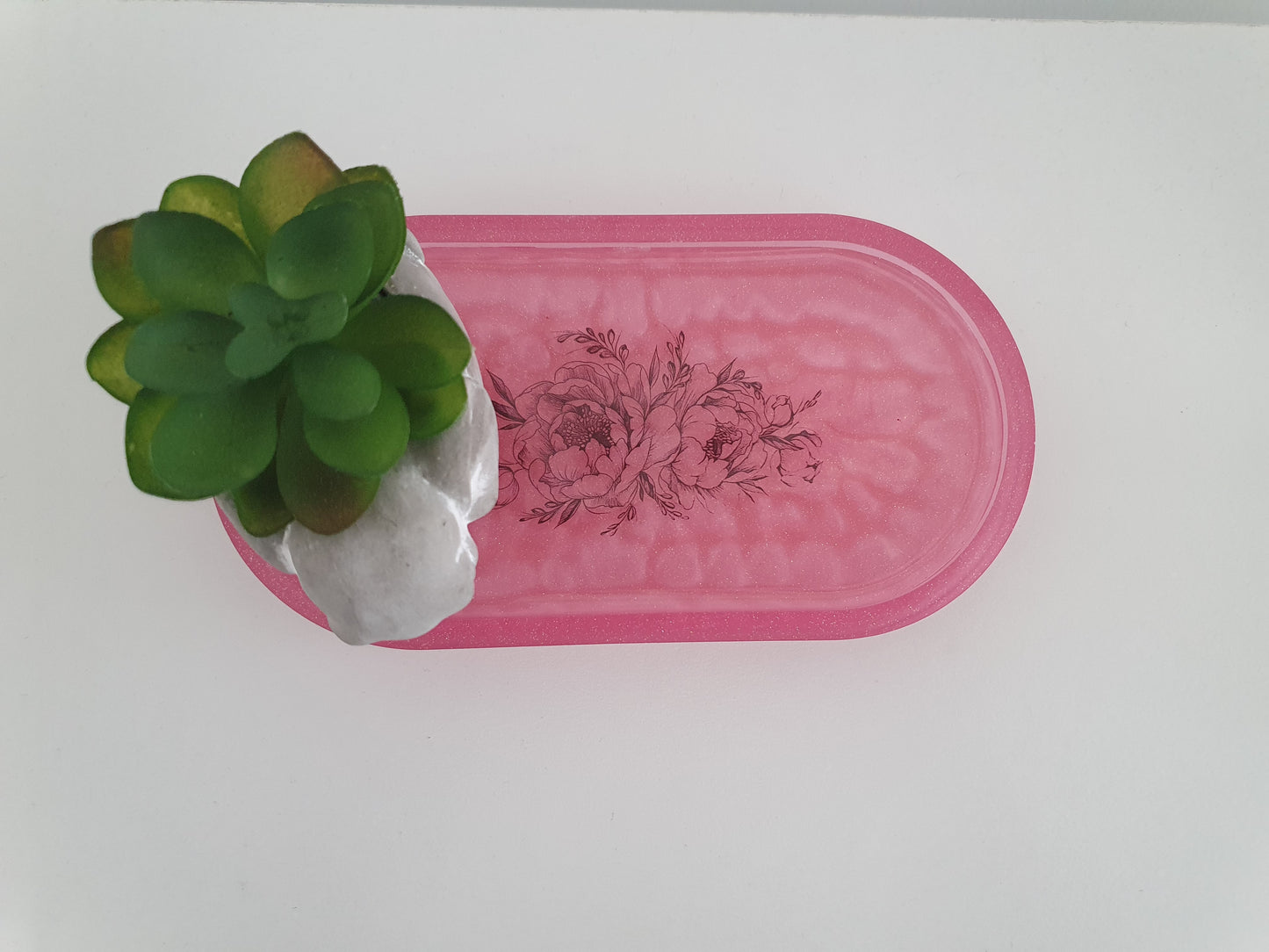 Pink Tattoo Resin Oval Tray