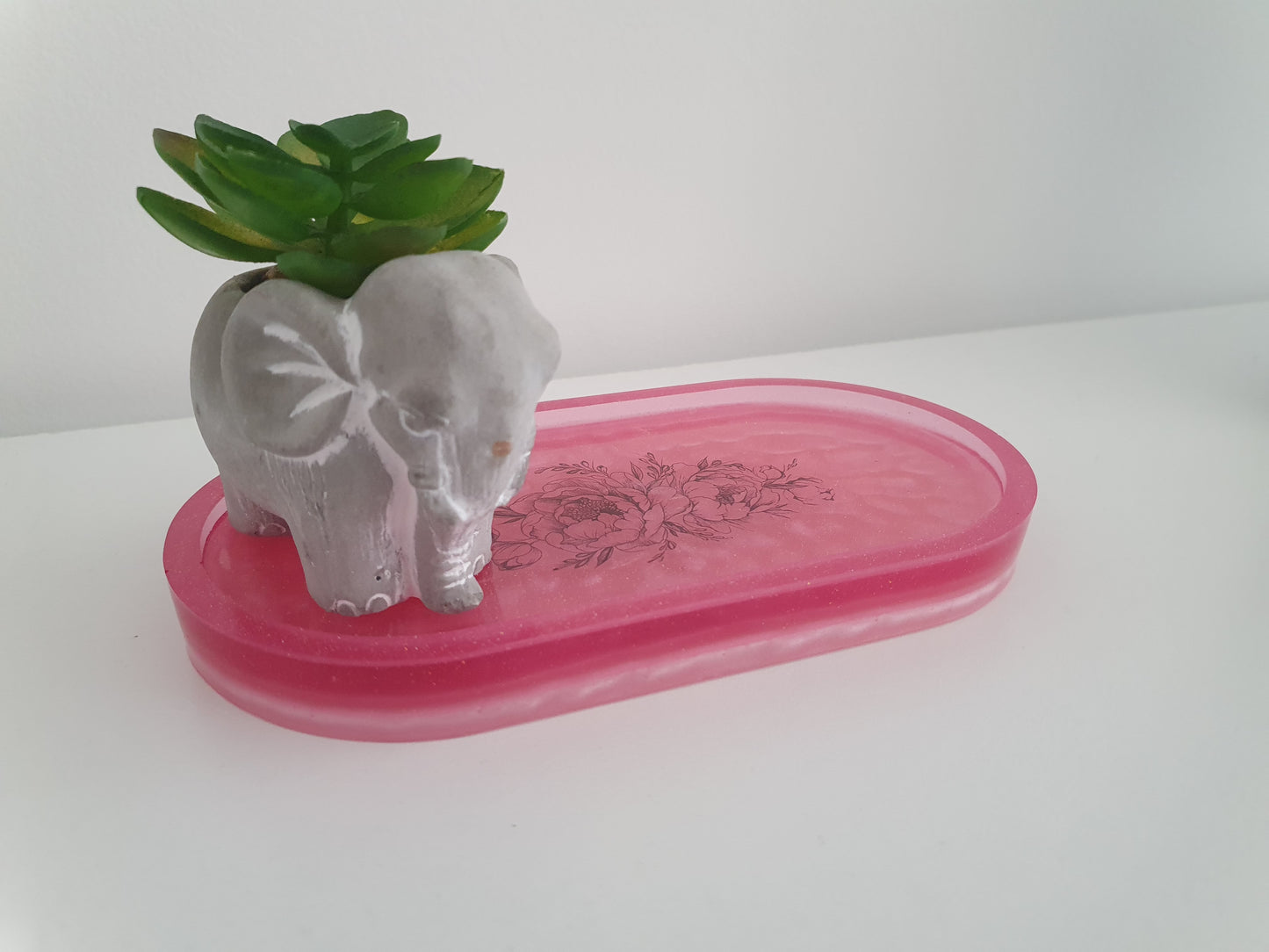 Pink Tattoo Resin Oval Tray