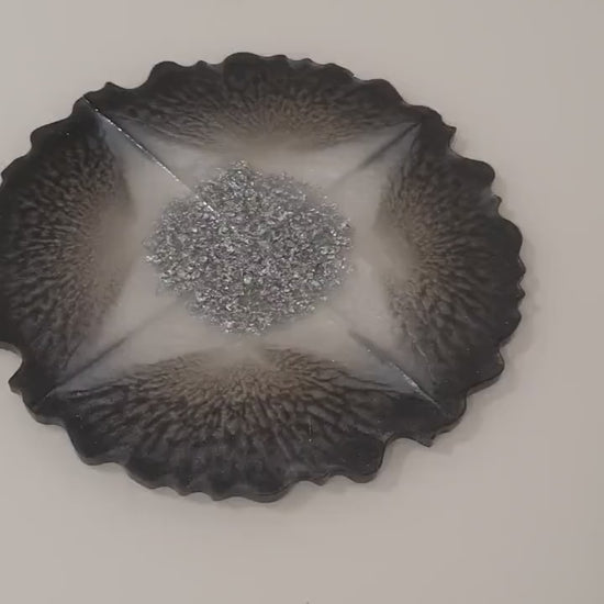Grey and Silver Geode Coasters - Set of 4