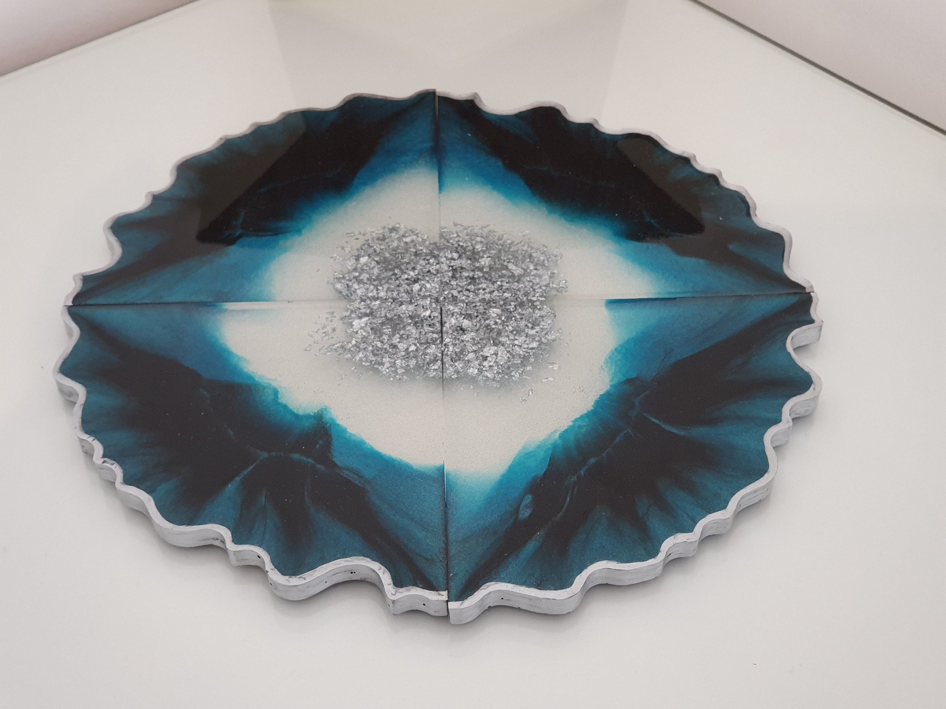Turquoise and Black Geode Coasters - Set of 4