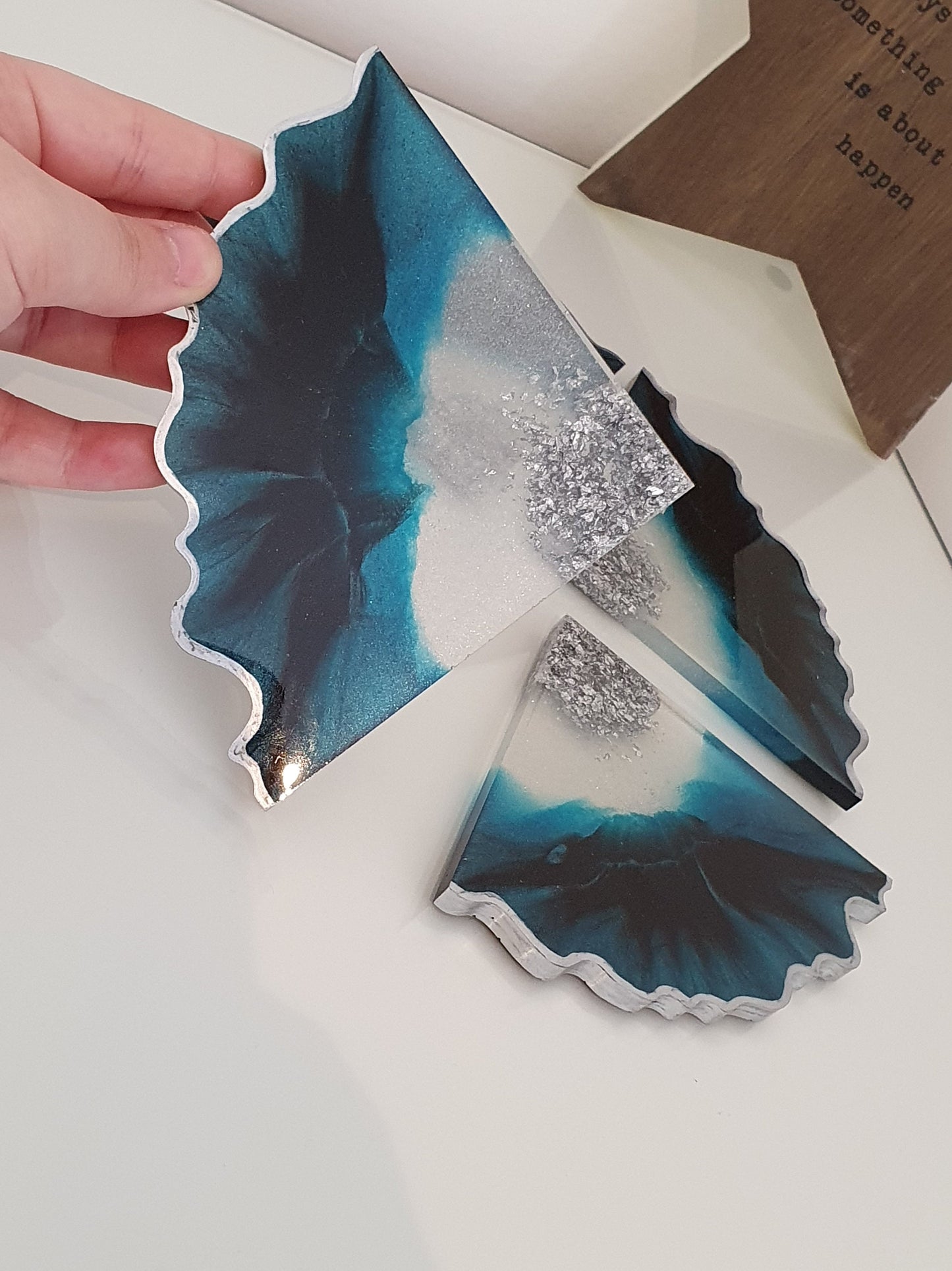 Turquoise and Black Geode Coasters - Set of 4